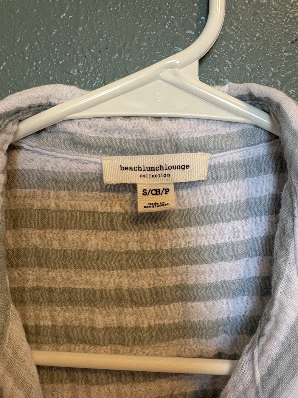 100% Cotton | Pale Green and White Striped Button-Down | Gauze Top - Picture 9 of 16